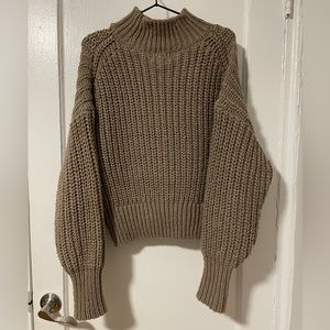 H&M Chunky Knit Ribbed Turtleneck Sweater